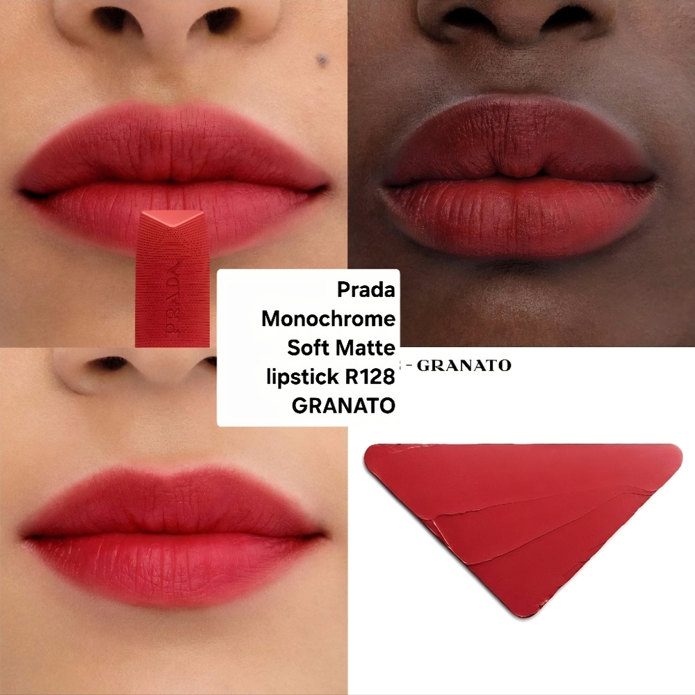 Prada Monochrome Soft Matte lipstick R128 GRANATO/soft red. BNIB - Picture 2 of 6